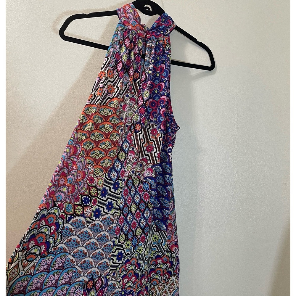 MSK Women's Medium Multicolor Floral Paisley Halter Maxi Dress Boho Sleeveless